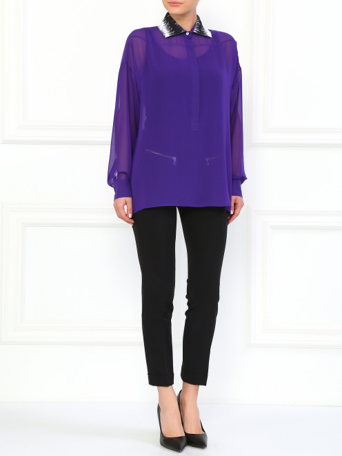 Легкая блуза с контрастным воротником Versace Collection - Модель Общий вид