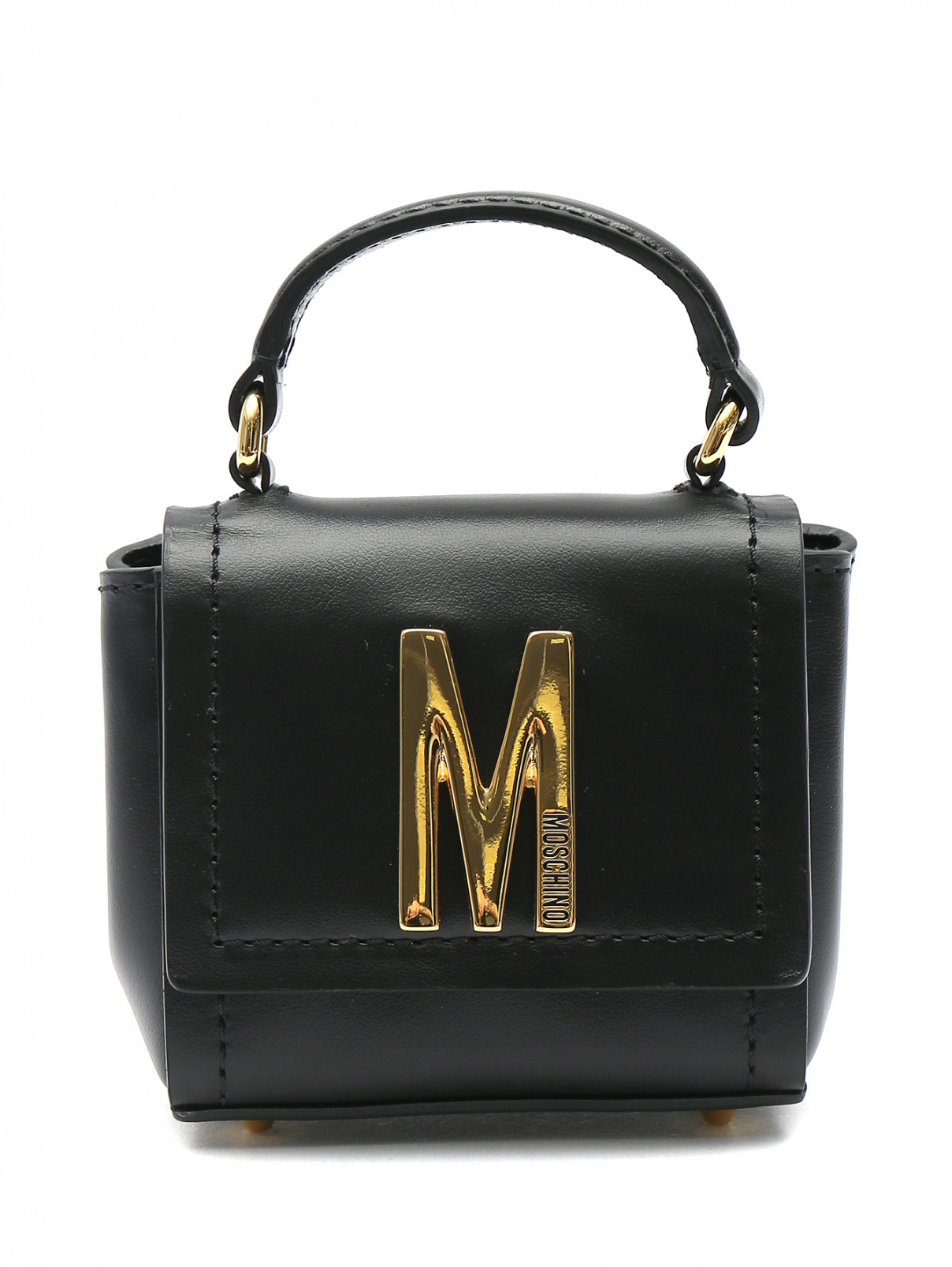 Мини-сумка с логотипом на цепочке Moschino  –  Общий вид  – Цвет:  Черный