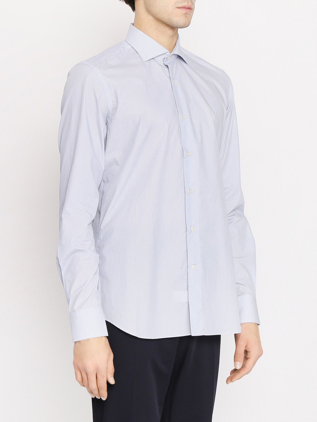 Рубашка из хлопка с узором Emanuel Ungaro  –  МодельВерхНиз  – Цвет:  Синий