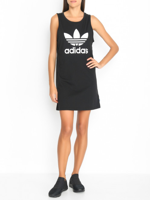 Платье из хлопка с принтом Adidas Originals - МодельОбщийВид