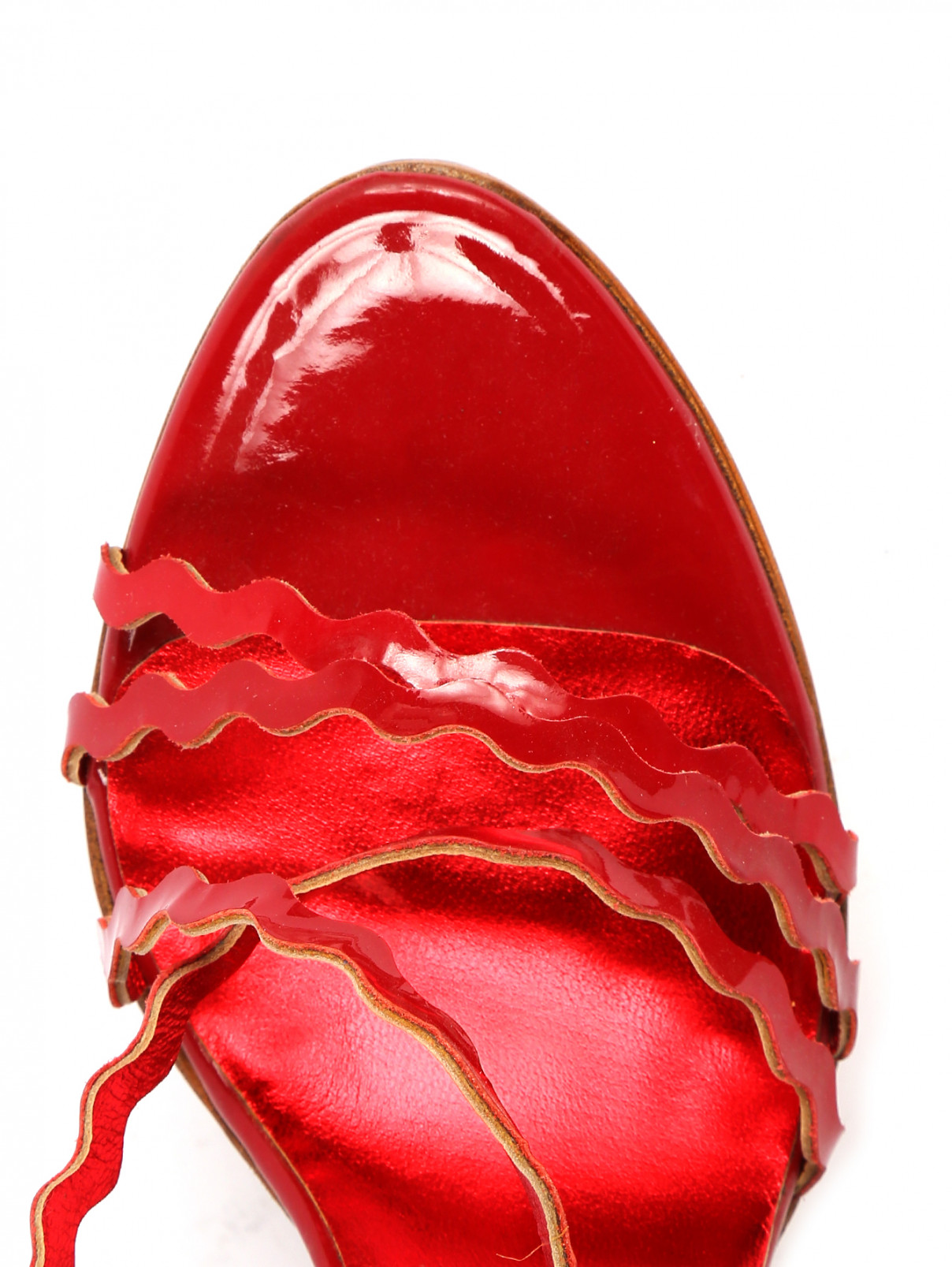 Босоножки из кожи на платформе и устойчивом каблуке Studio Pollini  –  Обтравка3  – Цвет:  Красный