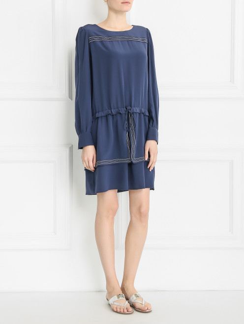 Платье из шелка свободного кроя с контрастной окантовкой See by Chloe - Модель Общий вид