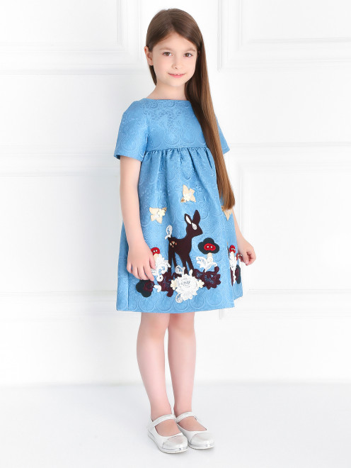 Платье из хлопка с вышивкой и аппликацией Dolce & Gabbana - Модель Общий вид