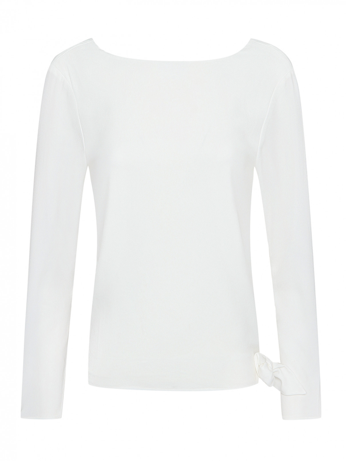 Блуза с бантом и вырезом на спине Polo Ralph Lauren  –  Общий вид  – Цвет:  Белый