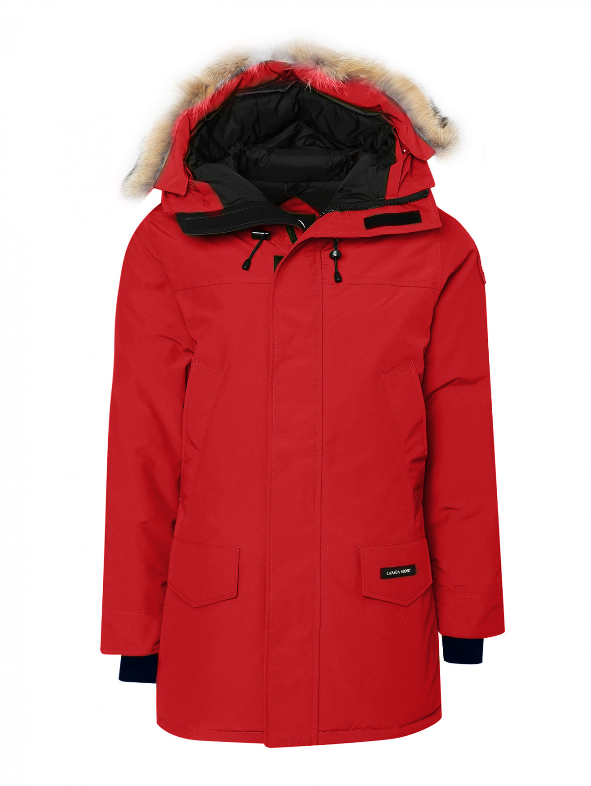 Парка пуховая на молнии с накладными карманами Canada Goose  –  Общий вид  – Цвет:  Красный