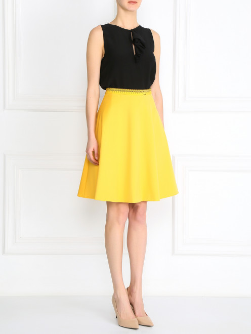 Шерстяная юбка с принтом на поясе Moschino Couture - Модель Общий вид