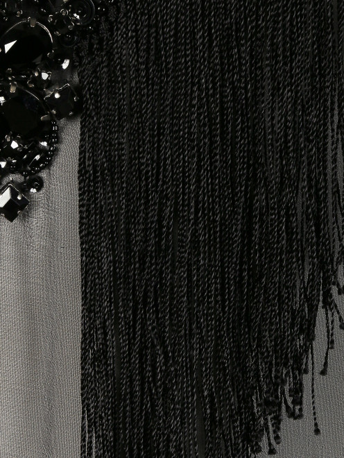 Блуза из шелка, декорированная бахромой и кристаллами - Деталь1