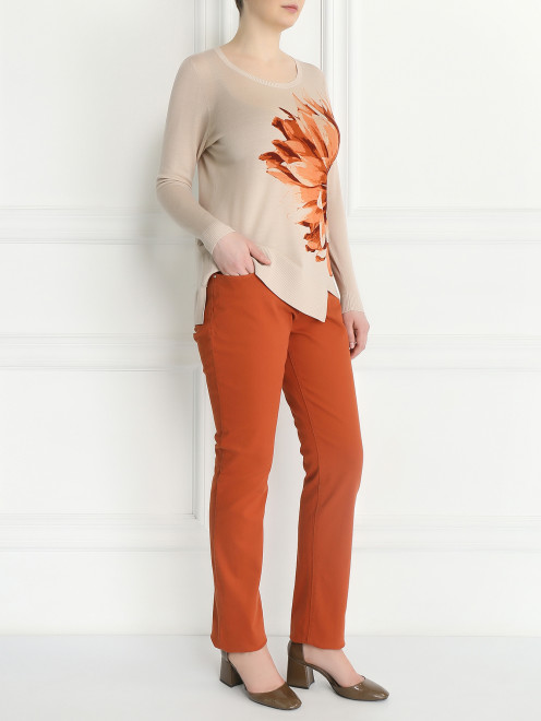 Джемпер из шерсти с цветочным узором Marina Sport - Модель Общий вид