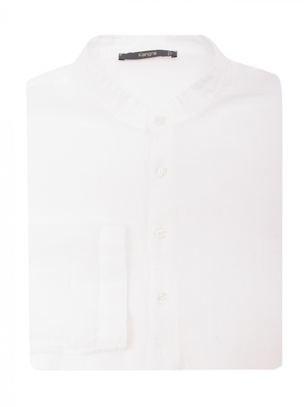 Рубашка изо льна свободного кроя Kangra Cashmere  –  Общий вид  – Цвет:  Белый