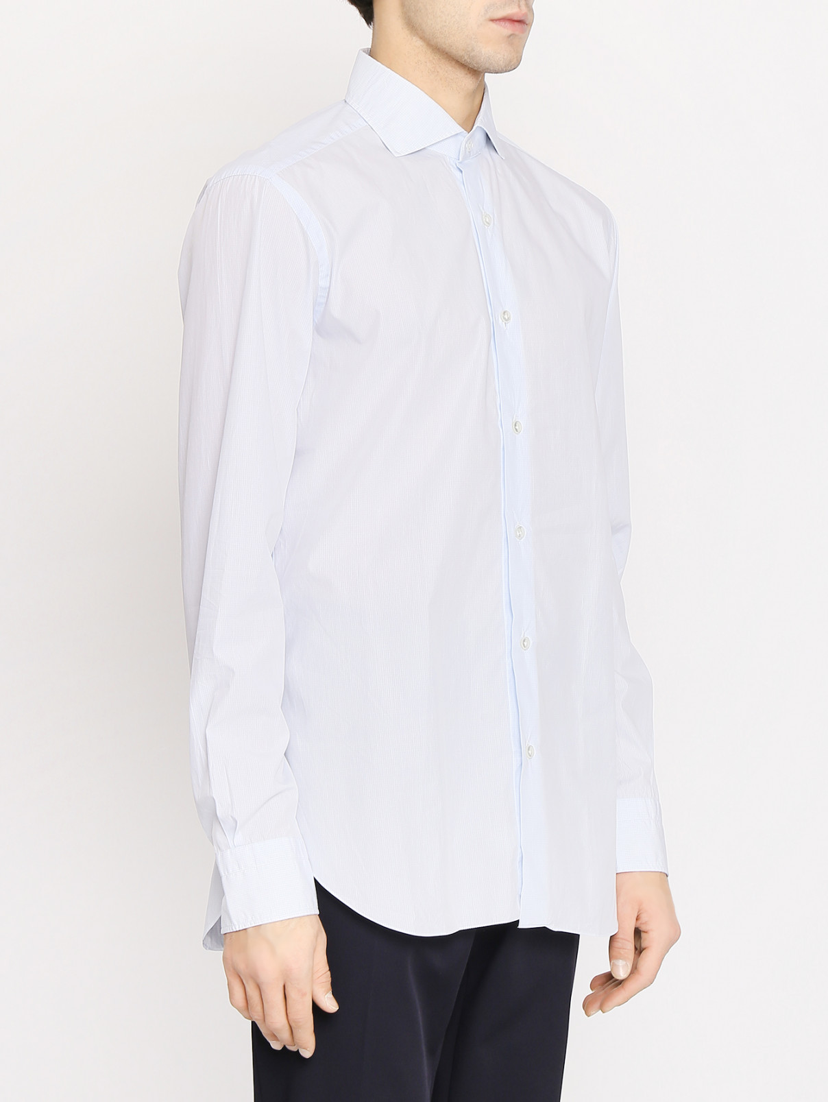 Рубашка из хлопка с узором "клетка" Barba Napoli  –  МодельВерхНиз  – Цвет:  Белый