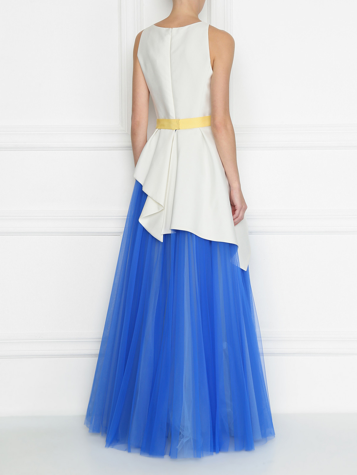 Платье-макси с  пышной юбкой из сетки Carolina Herrera  –  МодельВерхНиз1  – Цвет:  Синий