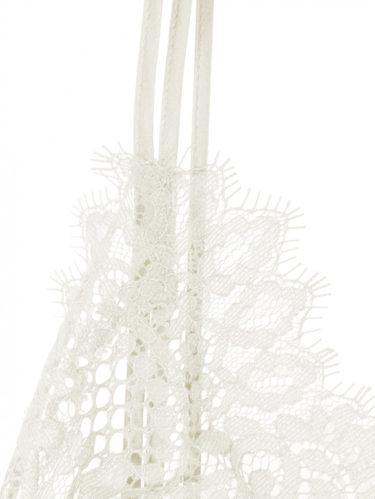 Топ из шерсти и шелка с кружевной отделкой Ermanno Scervino  –  Деталь  – Цвет:  Белый