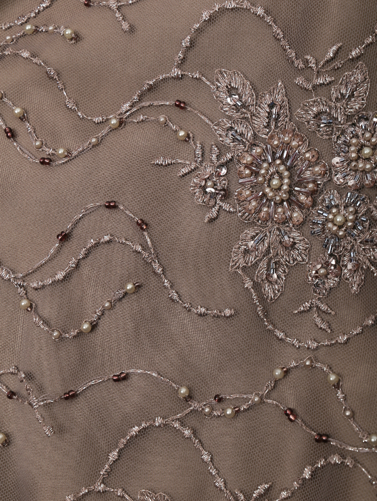 платье-макси  из сетки с вышивкой бисером Daniela de Souza  –  Деталь1  – Цвет:  Серый