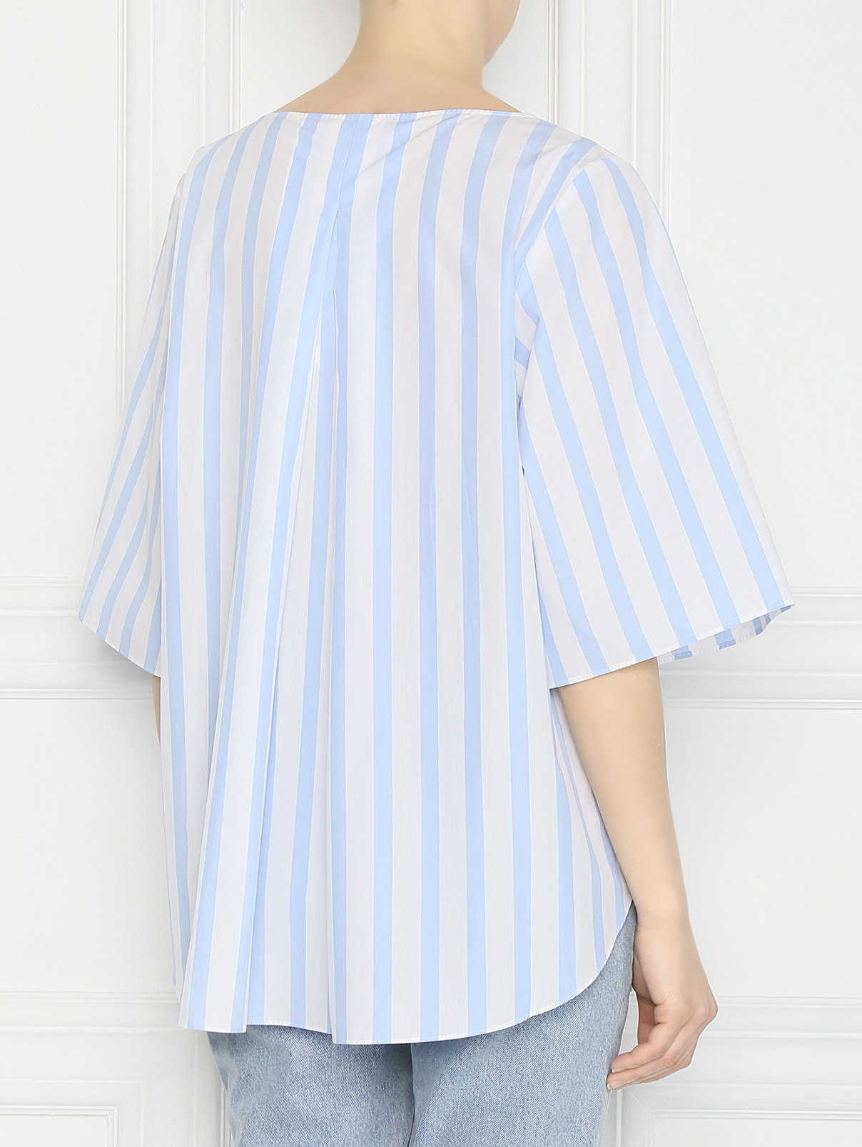 Блуза из хлопка свободного кроя с узором полоска Van Laack  –  МодельВерхНиз1  – Цвет:  Узор