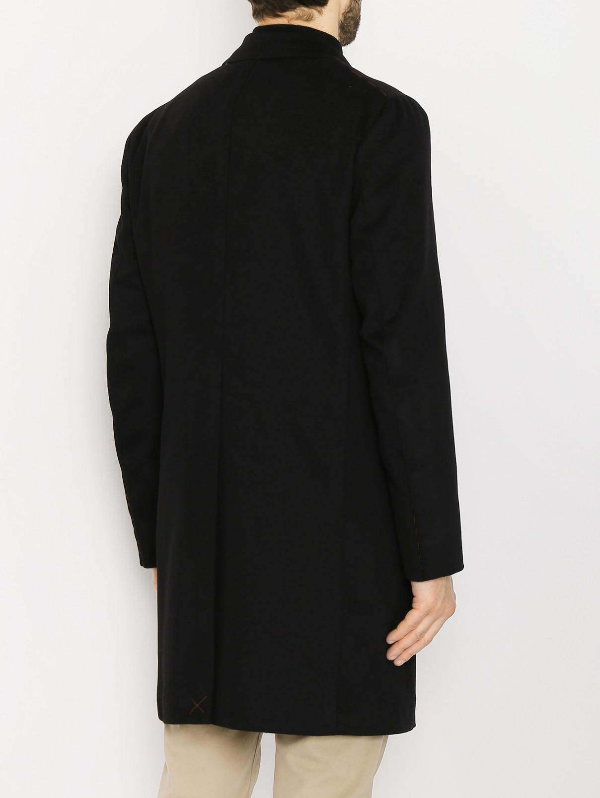 Пальто из шерсти с карманами Isaia  –  МодельВерхНиз1  – Цвет:  Черный