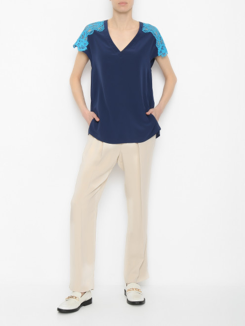 Блуза из шелка с кружевной вставкой TWINSET - МодельОбщийВид