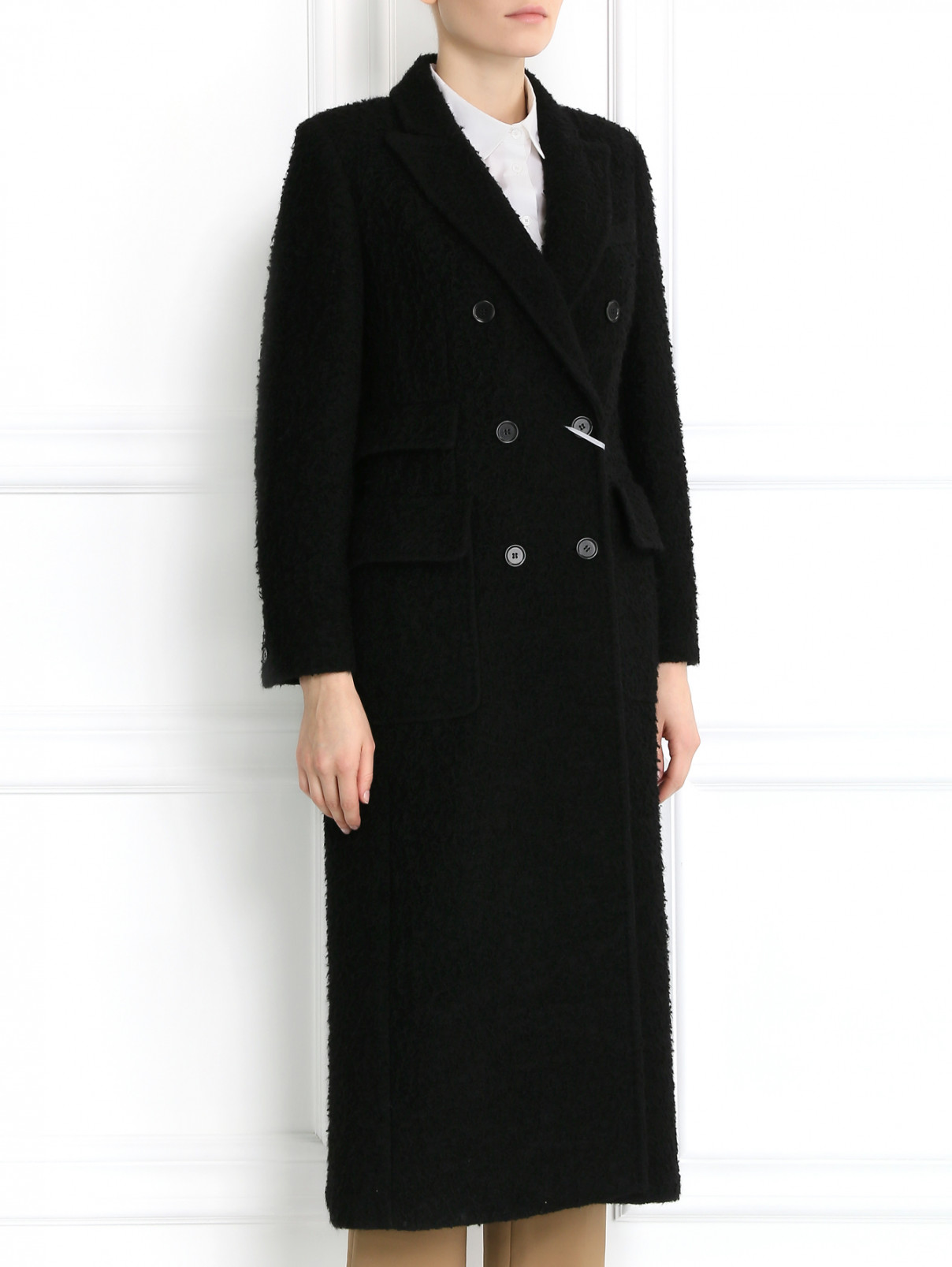 Черное пальто из альпаки MAXMARA