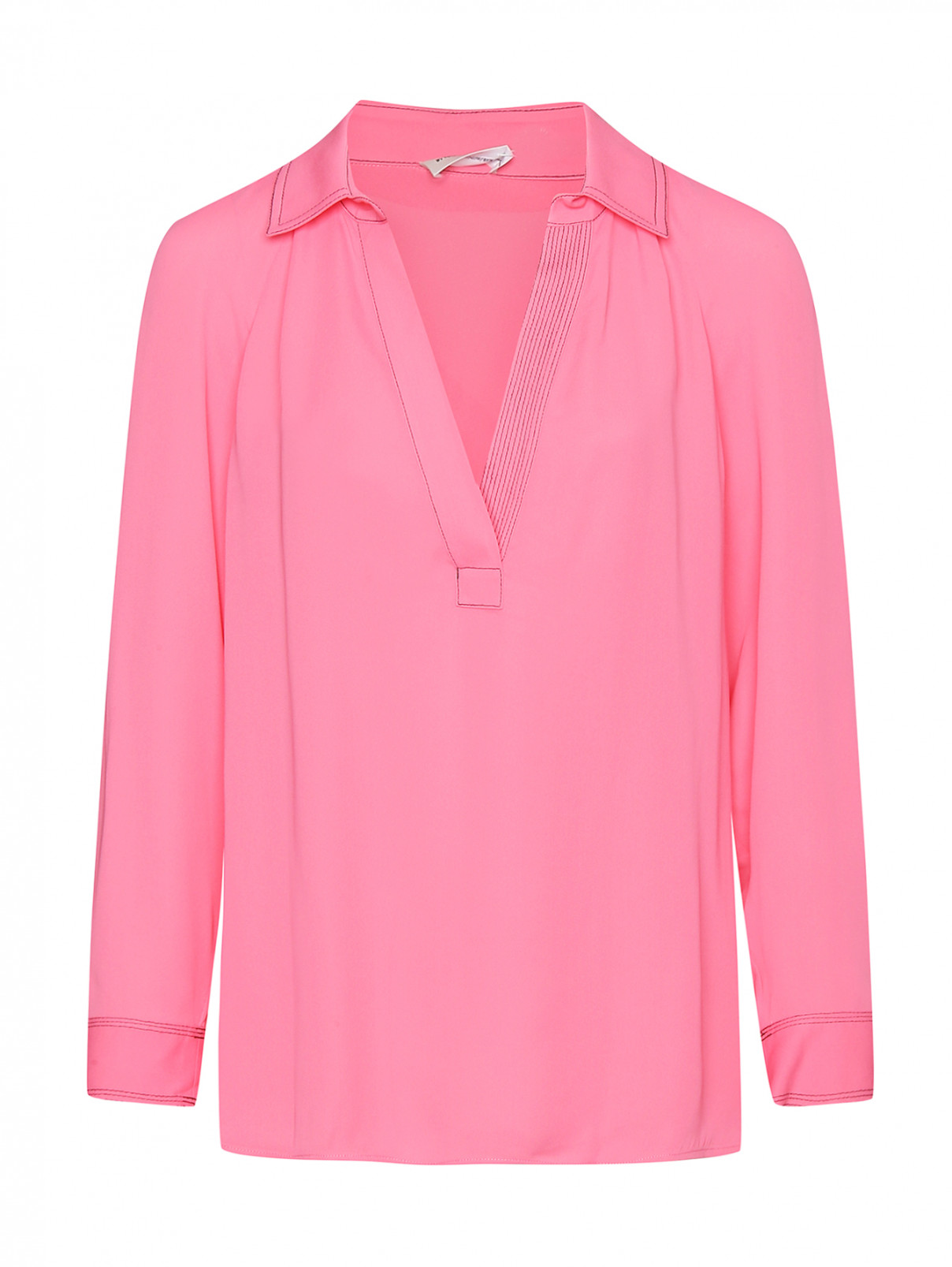 Блуза с контрастной отстрочкой By Malene Birger  –  Общий вид  – Цвет:  Розовый