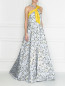 Платье из атласа с принтом и ассиметричным лифом Carolina Herrera  –  МодельВерхНиз