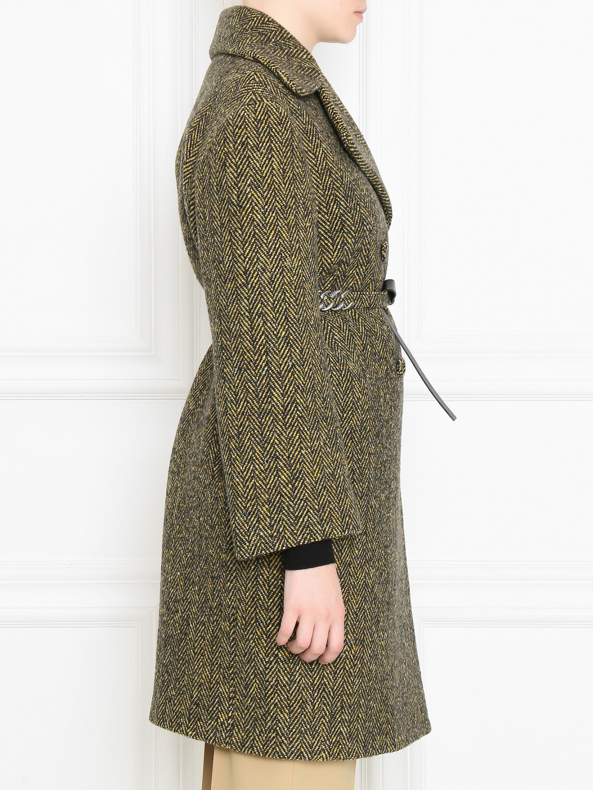 Пальто из шерсти и кашемира с поясом Ermanno Scervino  –  МодельВерхНиз2  – Цвет:  Узор