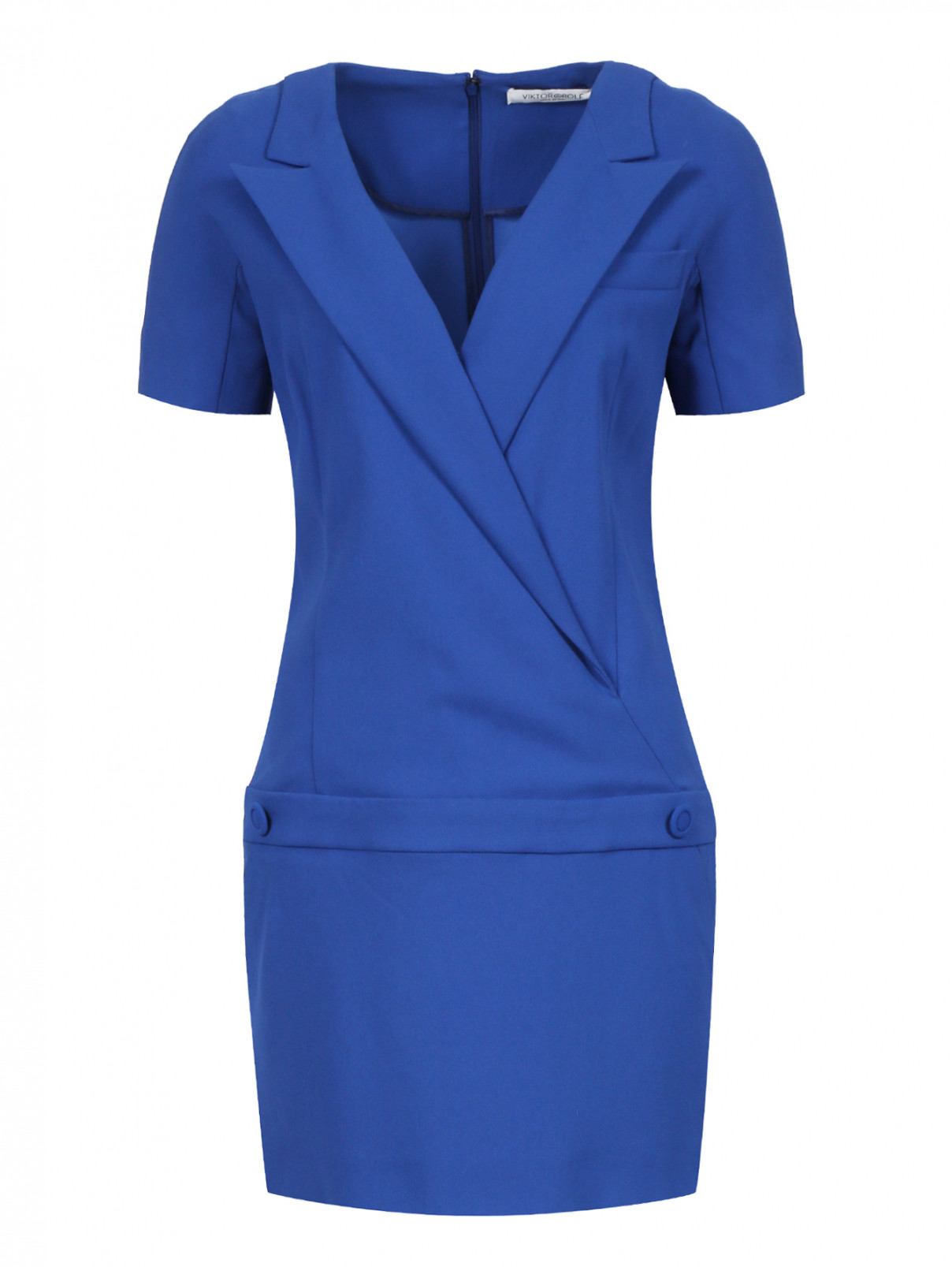 Платье-мини свободного фасона с V-образным вырезом Viktor&Rolf  –  Общий вид  – Цвет:  Синий