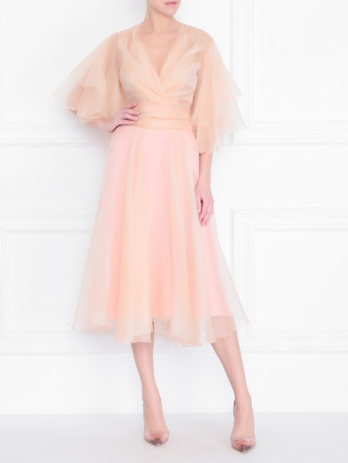 Платье из шелка с v-образным вырезом Rhea Costa - МодельОбщийВид