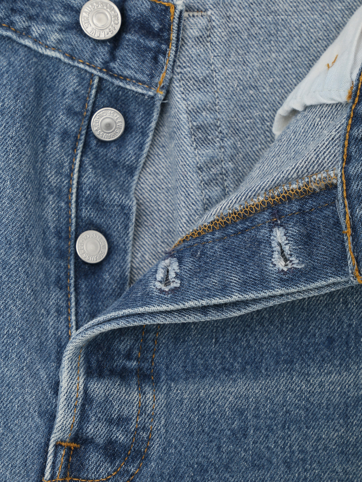 Укороченные джинсы из светлого денима Re/Done  –  Деталь1  – Цвет:  Синий